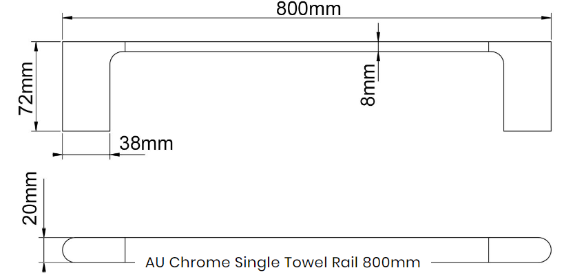 AU Series Single Towel Rail 800