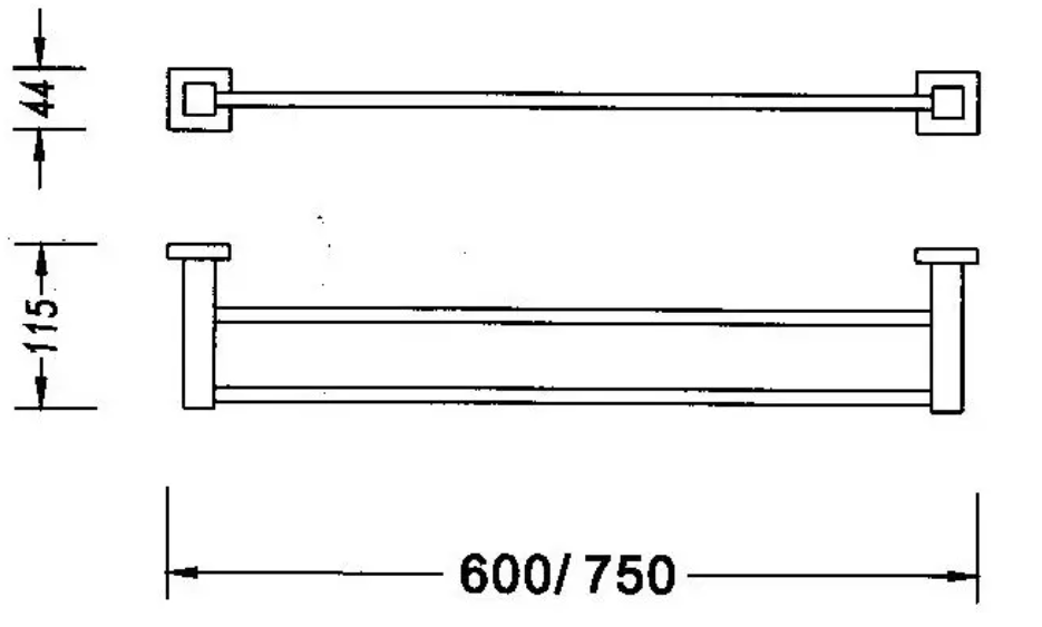 Classic Double Towel Rail 750