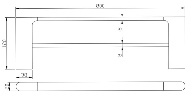 AU Series Double Towel Rail 800