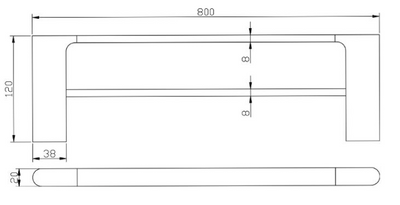 AU Series Double Towel Rail 800