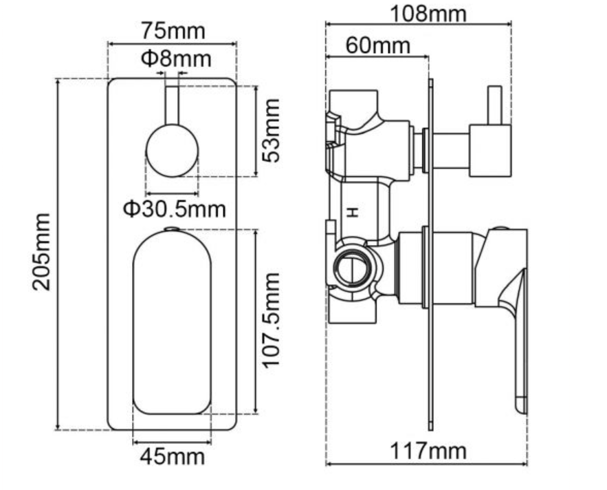 VOG Wall Mixer With Diverter