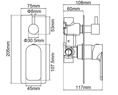 VOG Wall Mixer With Diverter