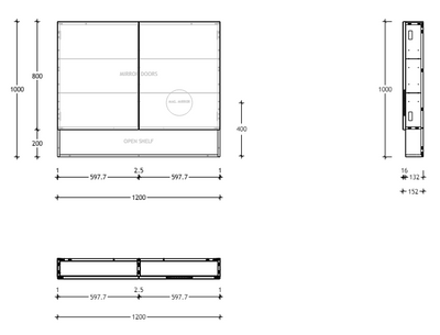 Shelf Semi-Recessed Mirror Cabinet 1200