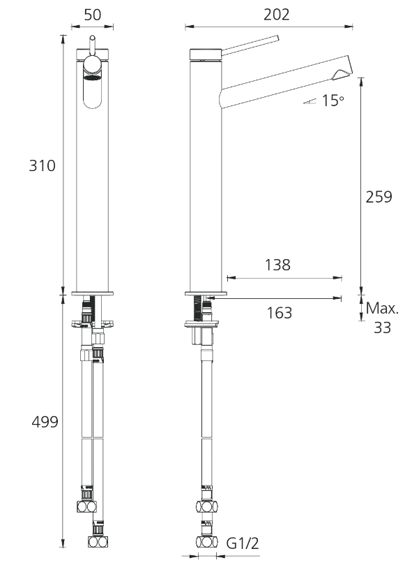 Venice Uplift Tall Basin Mixer