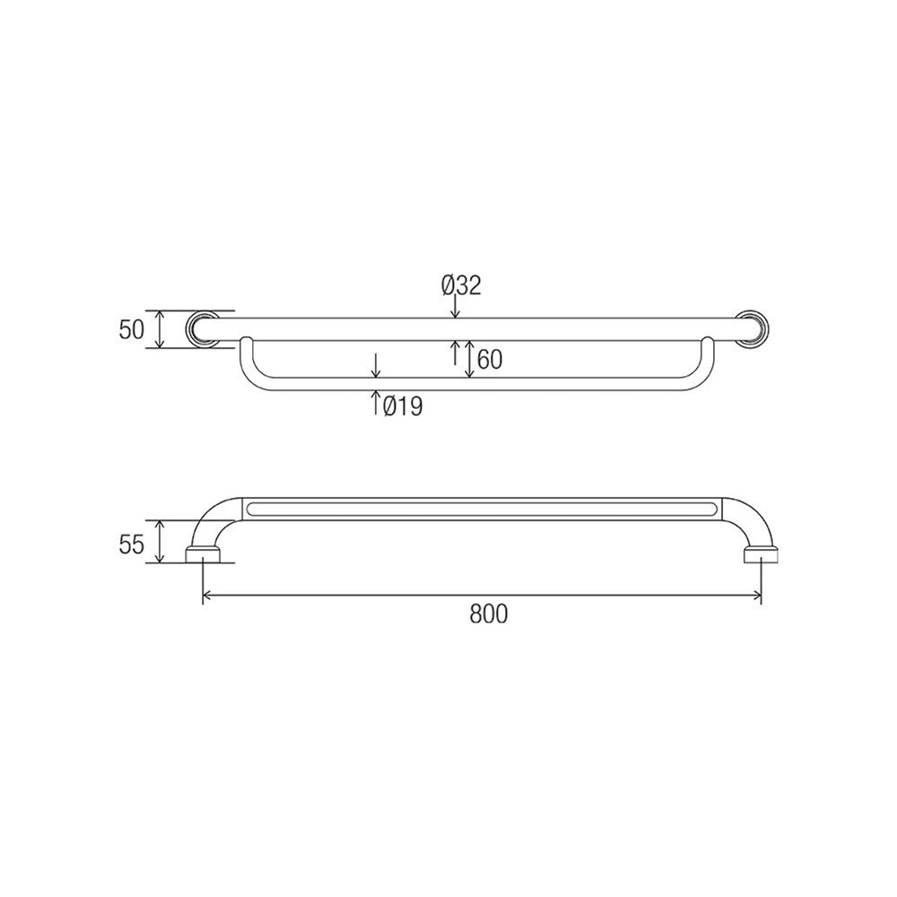 Hygienic Seal U Towel Grab Rail
