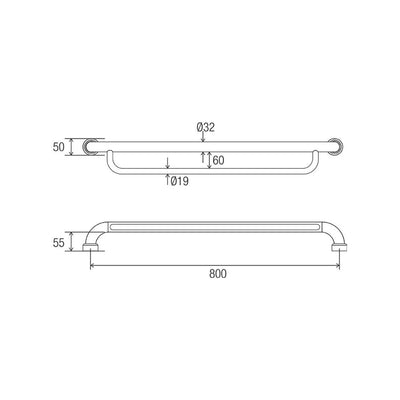 Hygienic Seal U Towel Grab Rail