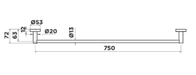 Chia Single Towel Rail 750