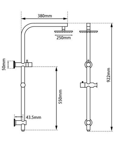 AQP Round Shower Station Right Angle Top Water Inlet 10"