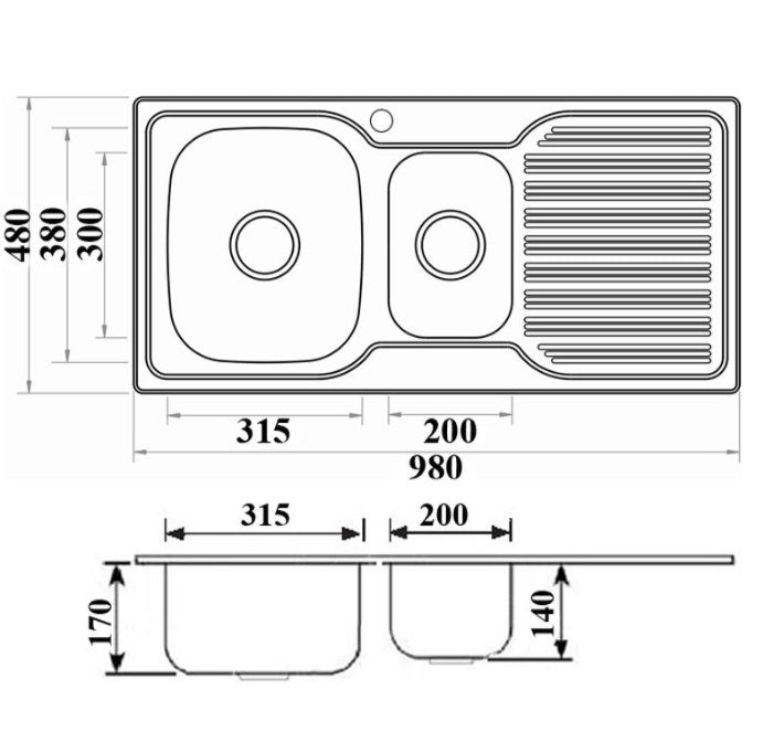 Eden 1 and 1/4 Bowl Kitchen Sink 980