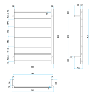 TG Round Heated Ladder Rail PRG