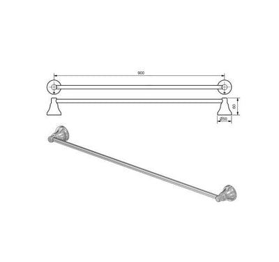 Merino Single Towel Rail 900