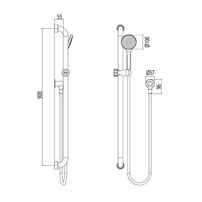 Hygienic Seal Glide Hand Shower Rail Set