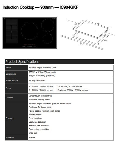 Black Induction Cooktop 900