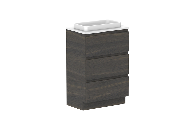Glacier Lite Ensuite All Drawer Trio Floor Standing Vanity Unit  600