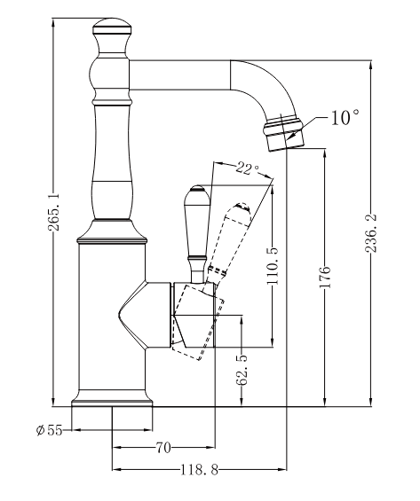 York Basin Mixer with Metal Lever