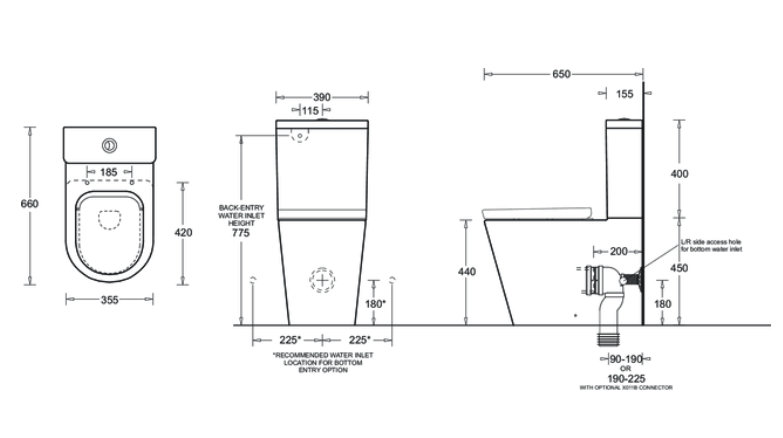 Venezia Ambulant Back To Wall Rimless Toilet Suite