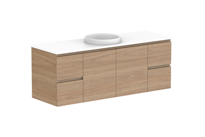 Glacier Twin Full Depth Door and Drawer Wall Hung Vanity Unit 1500