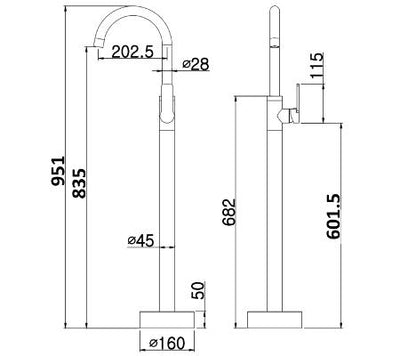 Akemi Floor Standing Bath Spout