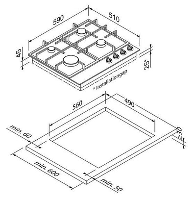 Blaupunkt 60CM Gas Cooktop