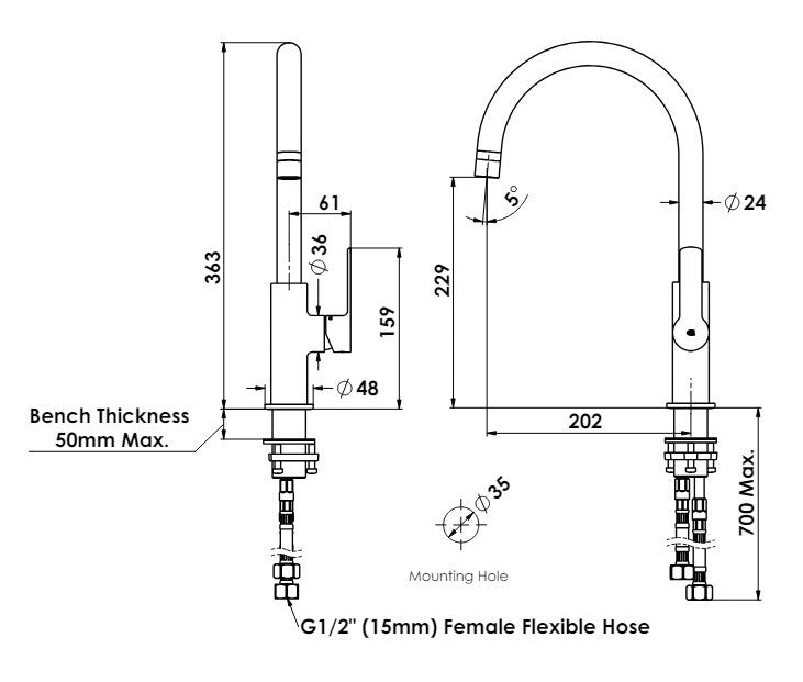 Astro II Gooseneck Kitchen Mixer