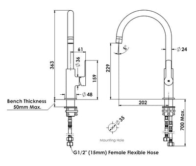 Astro II Gooseneck Kitchen Mixer