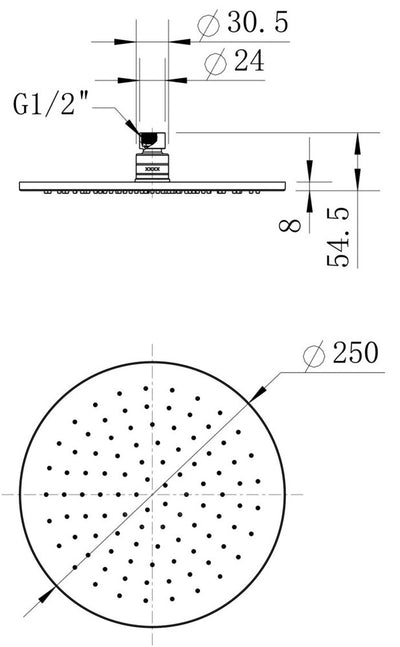 MN Brass Round Shower Head 250