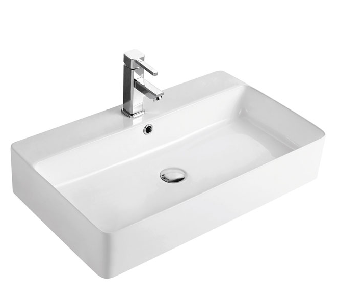 Milano Rectangular White Ceramic  Basin with Overflow 900