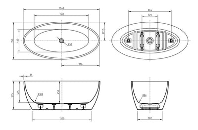 BNK Oval Free Standing Bathtub