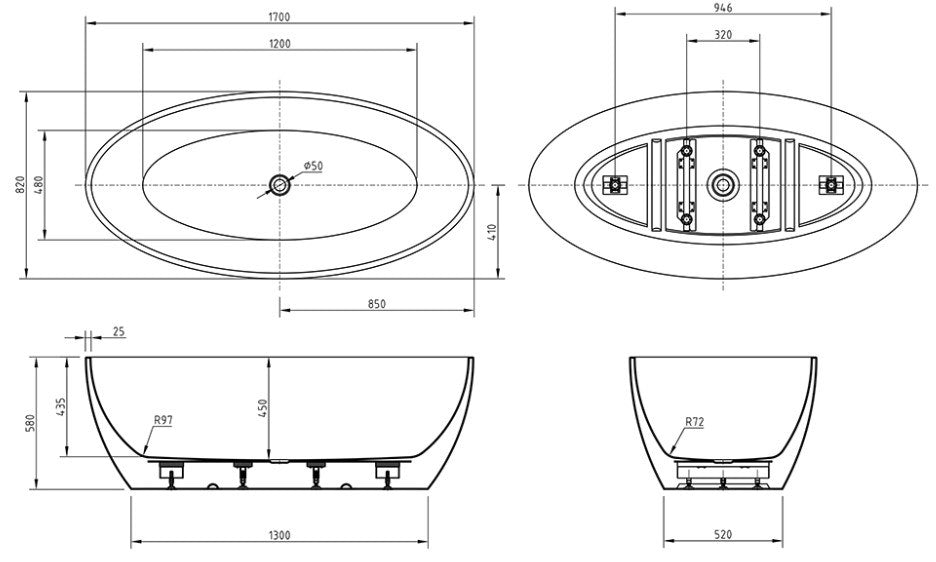 BNK Oval Free Standing Bathtub