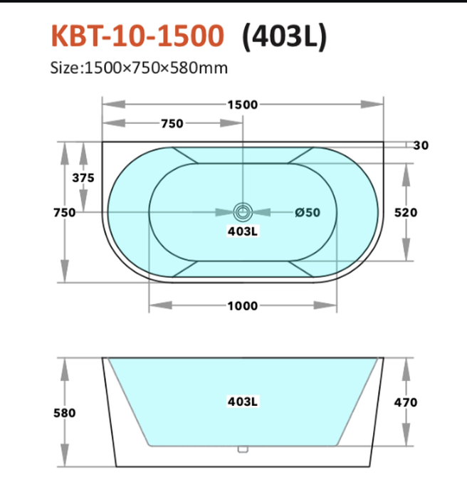 Elivia BTW Free Standing Bathtub