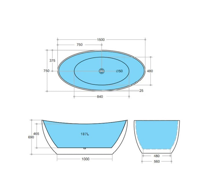 Evie Curve Bathtub