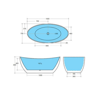 Evie Curve Bathtub