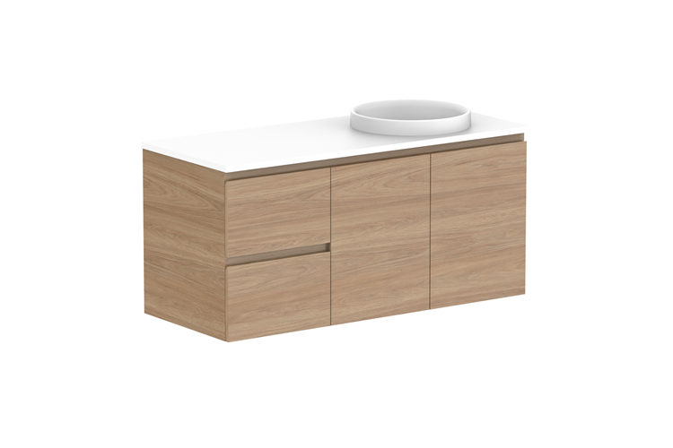 Glacier Twin Door and Drawer Wall Hung Vanity Unit 1200