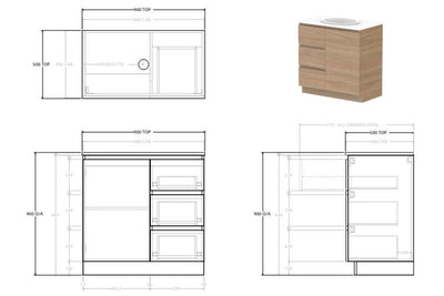 Glacier Full Depth Door and Drawer Floor Standing Vanity Base Only