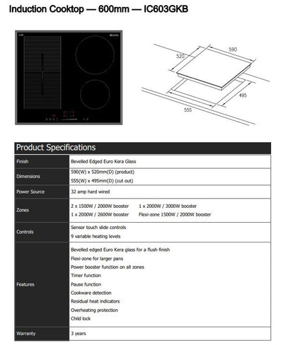 Induction Cooktop with flexi zone 600