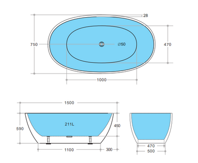 Stella Floor Standing Bathtub with Overflow