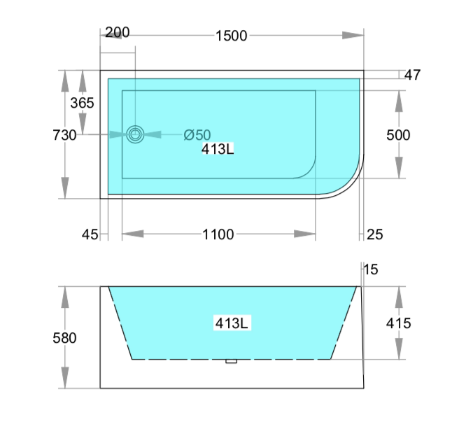 KDK Corner Multi Fit Bathtub with Overflow