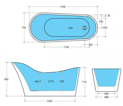 KDK High Back Free Standing Bathtub