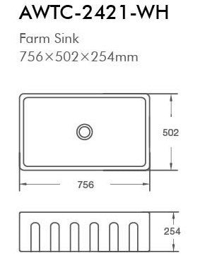 BNK Fluted White Farm Sink 800