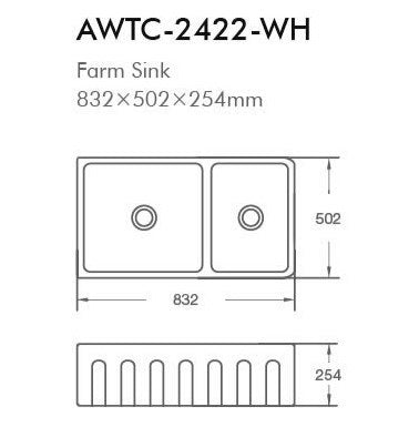 BNK Fluted White Farm Sink 823