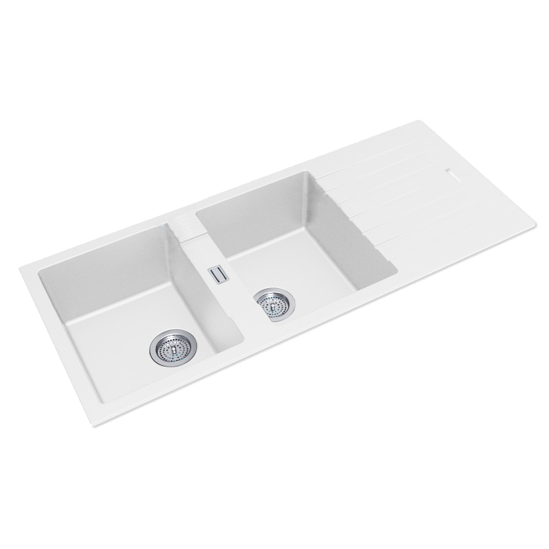 Quartz Granite Double Kitchen Sink with Drainboard 1200