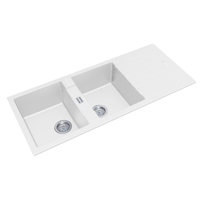 Quartz Granite Double Kitchen Sink with Drainboard 1200