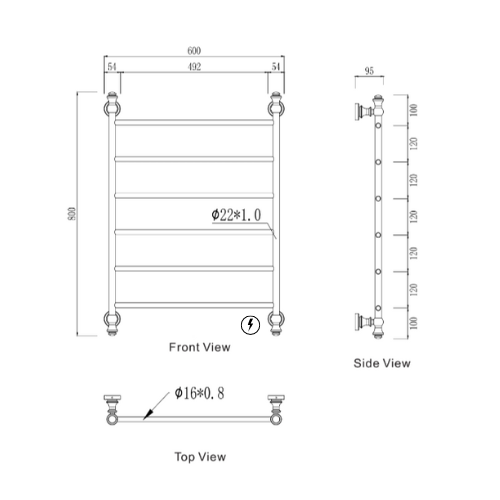 Medoc 6B Heated Towel Rail 600