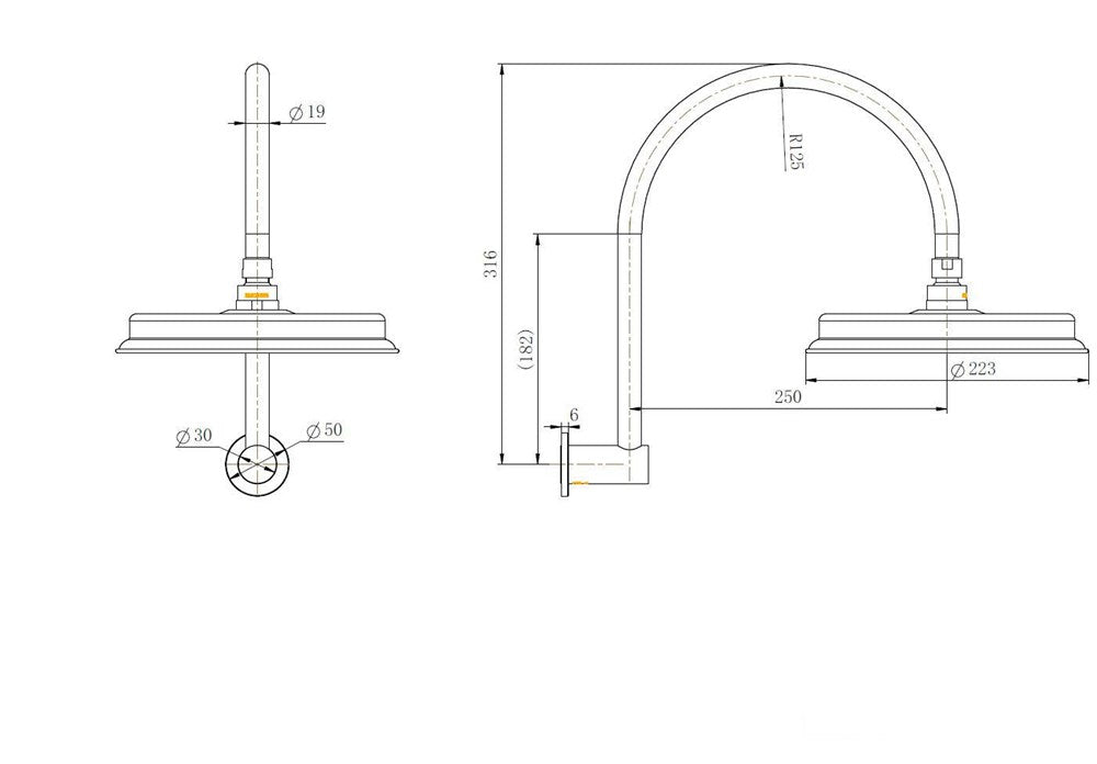 Montpellier Shower Arm with Shower Head