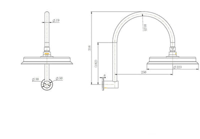 Montpellier Shower Arm with Shower Head