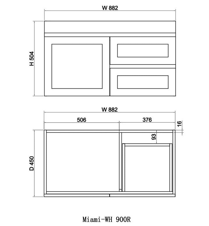 Miami Wall Hung Vanity Unit 900