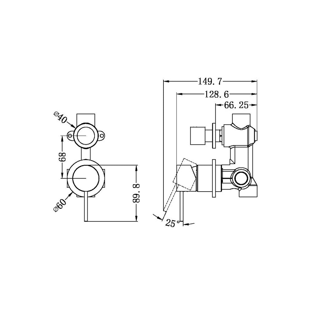 Mecca Wall Mixer with Diverter Separate Back Plate