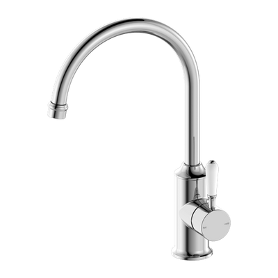 York Goosneck Kitchen Mixer With White Porcelain Lever