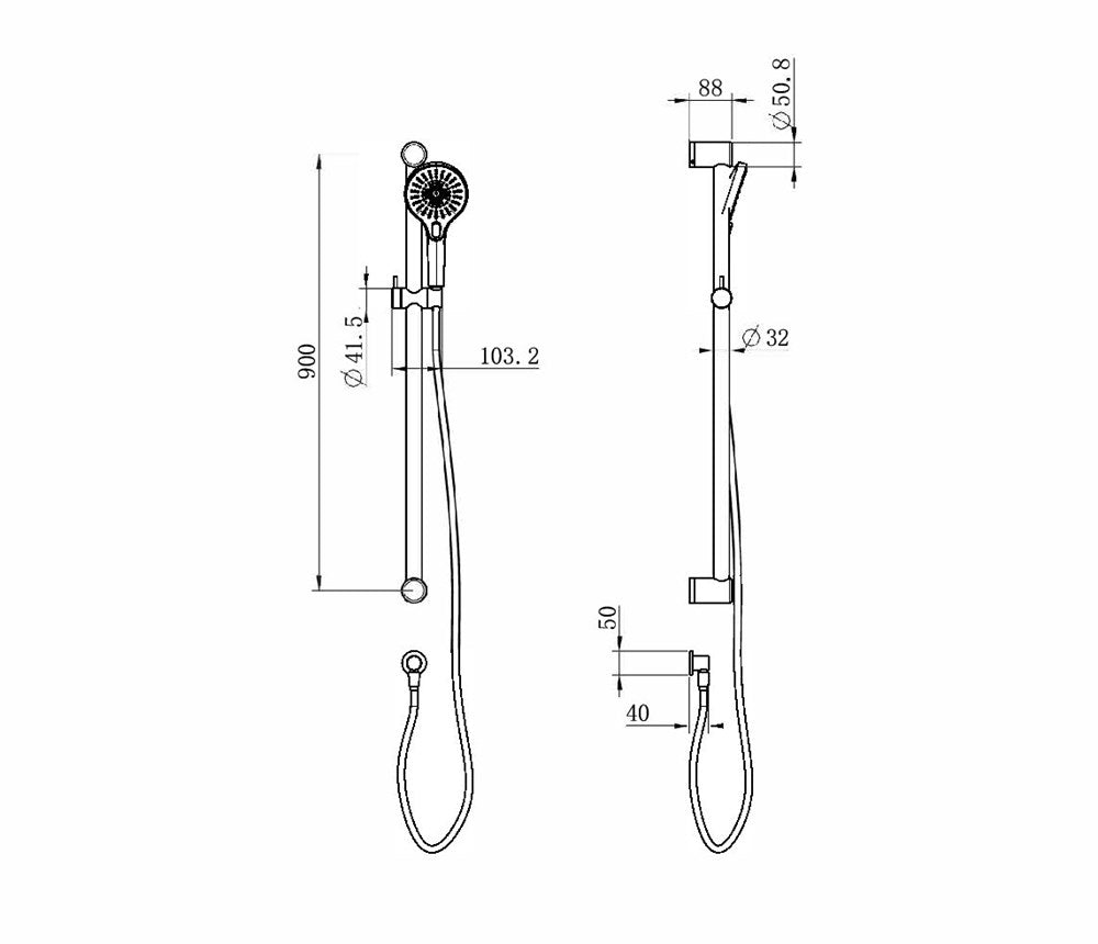 Mecca Care 32mm Grab Rail and Adjustable Shower Rail Set