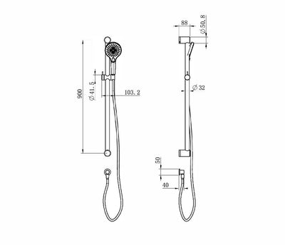 Mecca Care 32mm Grab Rail and Adjustable Shower Rail Set